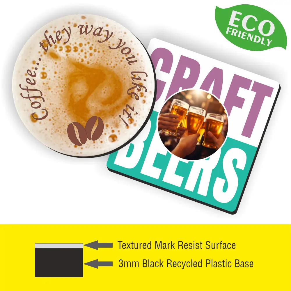 RECYCLED PLASTIC COASTER - from 52p